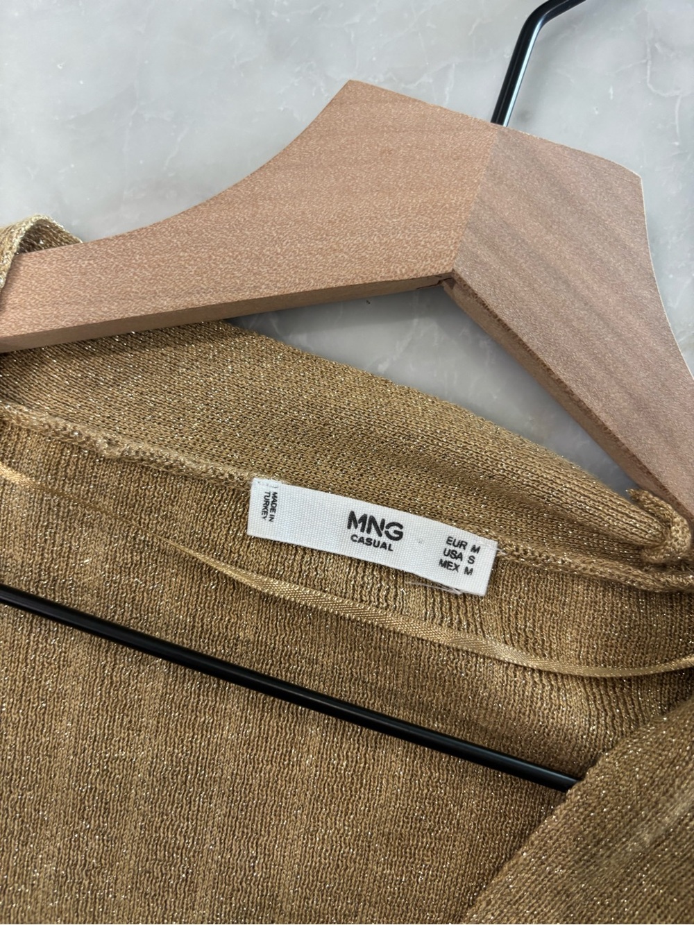 Mango Ribbed Gold Button-Front Sweater Cardigan - Picture 2 of 6